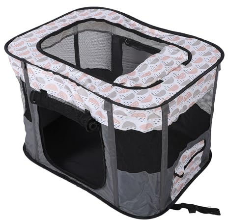 Welpenlaufstall, Laufstall Hund, Wurfbox für Hunde, Tragbarer Faltbarer Haustier Hunde Warm Halten, Mit Tragetasche, Aus Oxfordgewebe und Atmungsaktivem Netzstoff, 80 X 60 X 55cm