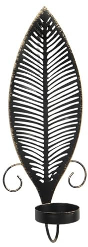 Wandkerzenhalter aus Schmiedeeisen, Blatt-Design, für Heimdekoration und Hof-Ornamente, 2 Stück