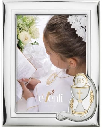 Generico Événements Cadre Photo Première Communion en Argent PVD avec Calice, 13 x 18 cm