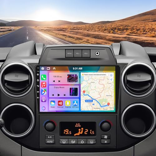 4G+64G Android 13 Car Stereo for Peugeot Partner 2008-2019 w/Carplay & Android Auto 10.1 Inch Double Din GPS Navi Built-In WIFI BT FM/RDS Car Player w/AHD Rear Camera SWC Split Scree Mirror Link