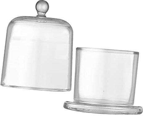 Vaguelly Glass Cube Candy Jar Lid Decorative Home Candy Jar for Desktop Candle Stand Cover and Aroma Candle Mug