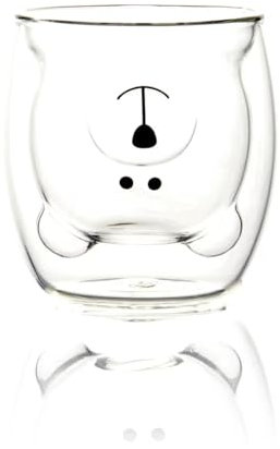 Recamania Vaso de doble pared de cristal. Capacidad: 250 ml. Diseño de oso.