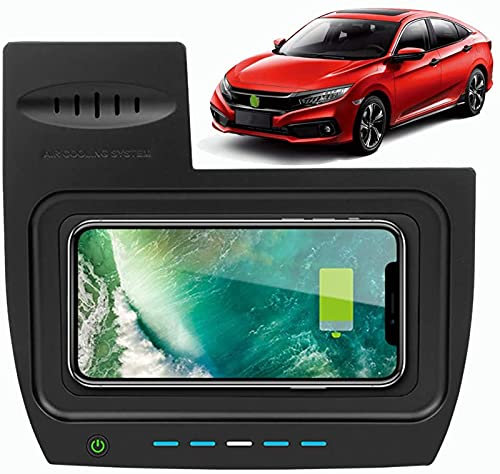 ZJIANHON Wireless Car Charger,for Civic 10th Generation 2020-2016 Civic Center Console Mobile Phone Charger, 10W Charging Phone Holder 2 Coils Fast Wireless Charging Pad for All QI Smartphones