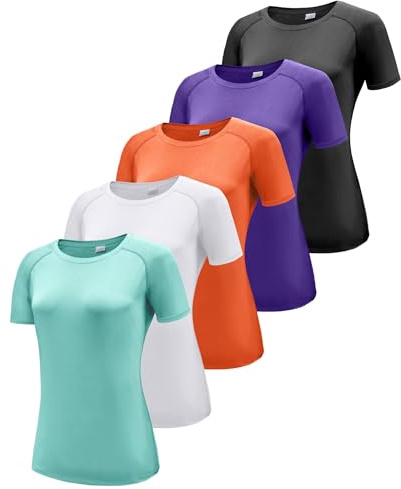 Damen 3er Pack Langarmshirt T-Shirts, UPF 50+ Sonnenschutz Schnelltrocknend Funktionsshirt Laufshirts, Atmungsaktiv Langarm Sportshirt Gym Yoga Running Top Freizeitshirt Workout Fitness Oberteil