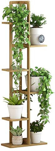 Mehrschichtiger, aufrecht stehender Blumenständer aus Bambus mit einfachem Design. Bodenstehender Pflanzenständer für den Innenbereich, Höhe 145 cm