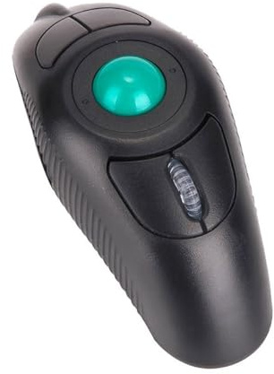 NUOBESTY Souris USB à Boule de Commande 1000 Dpi sans Fil 2, 4 Ghz | Noir, Plastique, 5 Touches, Forme Dauphin, Commande au Pouce, Usage Portable