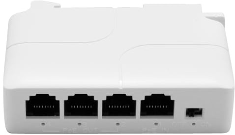 Hoypeyfiy 1 PoE in 3 PoE Out 4 Port PoE Extender, IEEE 802.3 af/at PoE Repeater 100 Mbps, POE Passthrough Switch für Wand- und DIN Schienenmontage