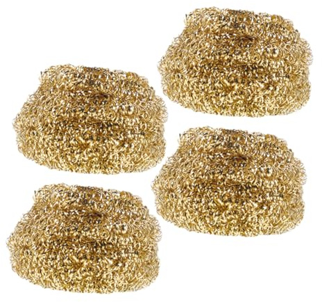 Hemobllo 4 Bolas De Cobre Para Limpieza De Vajilla Limpiador De Puntas De Soldadura Kit De Limpieza Para Soldador Pasta De Soldadura Para Electrónica Alambre De Cobre Dorado