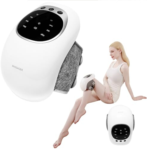 BeSokar Knie-Massagegerät, 3 Temperaturstufen, Rotlicht-Therapie, LCD-Display, Wärme- und Vibrationstherapie, 7000 U/Min, 120 Min Laufzeit