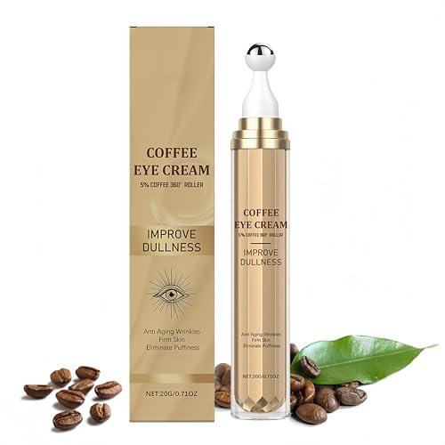 Koffein-Augenserum - Augencreme Gegen Falten und Augenringe - Augenringe Entfernen Augencreme Gegen Tränensäcke - Caffeine Eye Serum mit 360° Massage Roll-On - Eye Cream für Frauen & Männer
