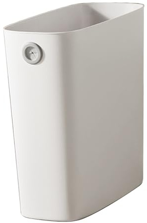 Bote De Basura Pequeño, PP Papelera Baño Basura Baño Delgado Abierto Superior Estrecho Contenedor De Basura Papelera Cubo De Basura Con Agujeros De Fijación Para Baño Oficina Dormitorio Cocina (White)