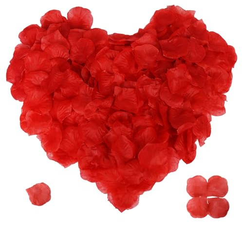 Newthinking 6000 Pezzi Petali di Rosa Finti, Petali Rossi e Morbidi per Matrimonio San Valentino Proposta Compleanno Atmosfera Romantica