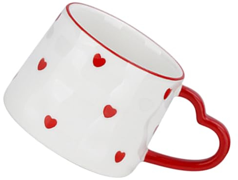 Alipis Tazza da Caffè in Ceramica Manico a Forma di Cuore, Tazza Personalizzata per Cappuccino e Latte Art, per Uso Domestico, Ufficio e Ristoranti, Regalo
