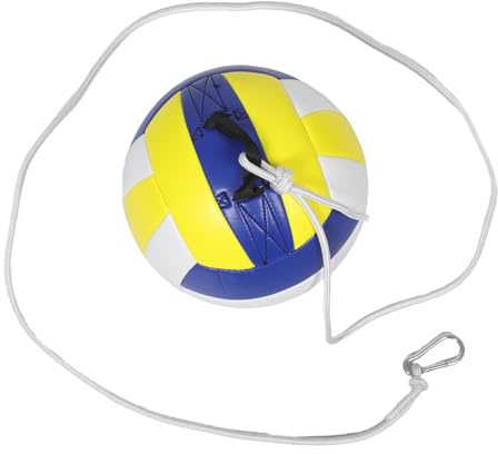 GANAZONO Ballon de Volley D’entraînement Souple avec Corde Réglable – Taille Standard Compétition – Balle Silencieuse pour Volley-Ball en Salle – Accessoire Entraînement Service et Smash
