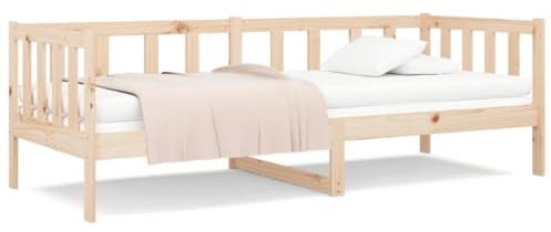 HETFTJN Tagesbett 80x200 Kiefer Massivholz ohne Matratze, Lattenrost, 3-seitiges Bettgitter, platzsparendes Sofa Bett, Robustes Gästebett für Wohnzimmer Jugendzimmer Schlafzimmer