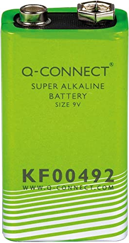 Super Alkaline Batteries Q-CONNECT E-Block LR61 9V / Office Appliances And Machines/Type-9V / Kind-6LR61 / Colour-Green/Size-E/Dimensions (mm)-26,2x13,1