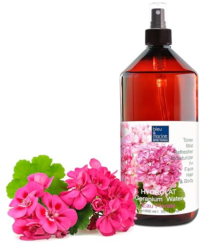 Gesichtsreiniger für Männer und Frauen. Geranienwasser Make-up-Entferner für fettige, reife, normale und unreine Haut. Reinigendes Anti-Aging Gesichtswasser - 1000 ml 1 L