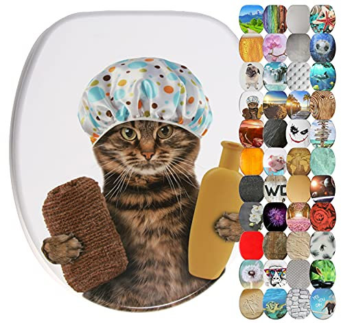 Sanilo Sedile WC con chiusura ammortizzata, grande scelta di belli copriwater da legno robusto e di alta qualità (Doccia Cat)