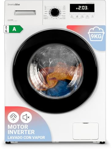 UNIVERSALBLUE | Lavadora Inverter | Carga Frontal | Blanca | Control Digital | 9 kilos | 16 programas | 1400 rpm | ENVÍO + SUBIDA A PLANTA GRATIS