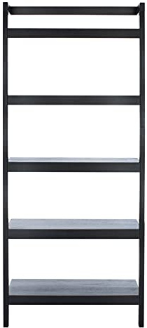 SAFAVIEH Home Collection Beauregard Black 5-Tier Leaning Storage Display Shelves Living Room Bedroom Office Etagere