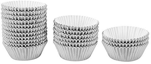 Involucri per Cupcake, Pirottini per Torte, Bicchieri di Carta a Prova di Grasso, 500 Pezzi, Pirottini di Carta Grandi, Insipidi, per Teglie Rettangolari da Forno (SILVER)