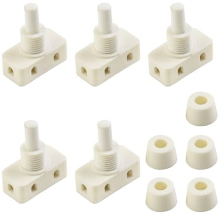 JNNJ 5 Stück Auto LED-Druckknopfschalter, Eingebauter Druckschalter Für Lampen, Einbaudruckschalter Mit Schraubkontakten Für Auto Deckenlichtschalter(Weiß)