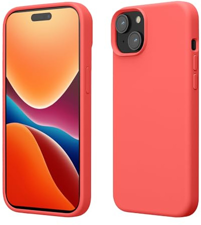 kwmobile Handyhülle für iPhone 15 Hülle, für iPhone 15 Case - Hülle Silikon - kabelloses Laden - Neon Koralle
