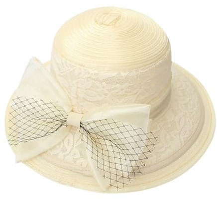 Damen Spitze Mesh Hut Breite Krempe Sonnenschutz Sonnenhüte Hochzeit Tea Kirche Party Organzahut Elegante Schleife Damenhut Organza Kirche Fascinators Hochzeit Tee Hüte für Frauen Sonnenhut
