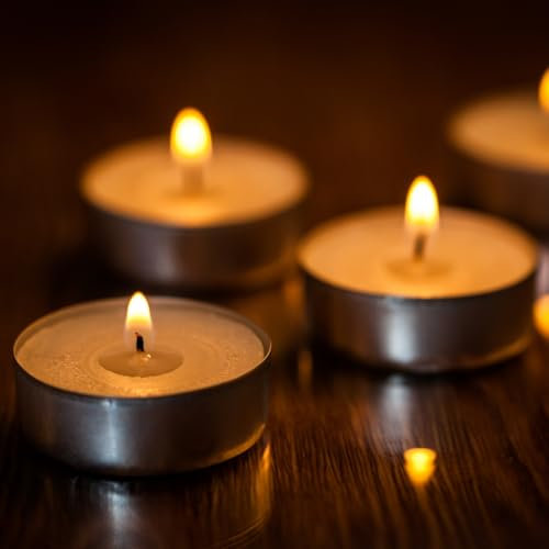 AASKKA 50x Stück, 8h transparente Teelichter Großpackung mit 8 Stunden Brenndauer in Transparenter Hülle - Langzeit Teelicht Kerzen - Teelichtkerzen Set, Tealight langanhaltend (vom Hersteller)