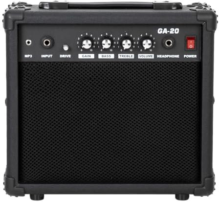 LALAHO Electric Guitar Combo Amp, Portable Volume, Treble, Bass, and Middle Controls Amplifier with Headphone Jack Ideal for Practice and Performances Lightweight Compact, Black