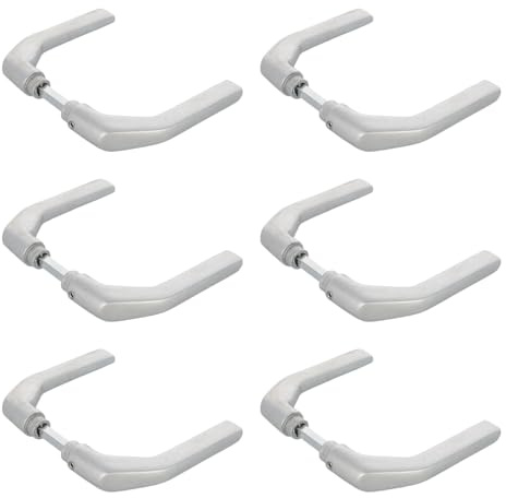 Amig – 6er Set Türgriffgarnitur aus Aluminium ohne Schild, silberfarben, ideal für Innen- und Außentüren - 130 x 61 mm - Maximale Türstärke 65 mm | Drücker mit funktionellem und modernem Türgriff
