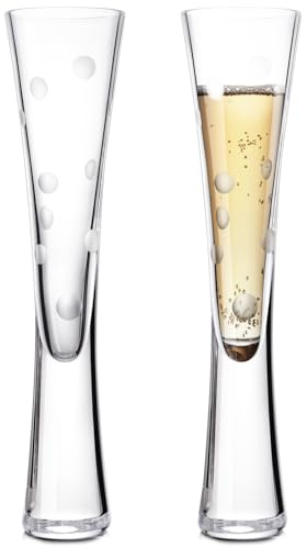 karadrova 2x145ml Champagne Flutes, Prosecco Glasses, Handmade, Clear Crystal Champagne Liqueur Glasses, Prosecco Flute for Wedding Anniversary (Foam)