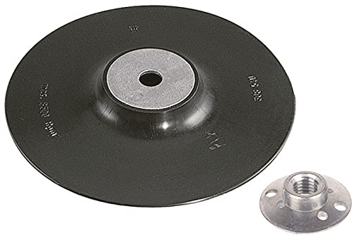 wolfcraft M14 Backing Pad for Angle Grinders, Ø 115 mm Sanding Disc | Support plate with flange nut and M14 thread, ideal for use with fiber discs on standard grinders. 2450000