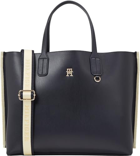 Tommy Hilfiger Damen Tote Bag Tasche Iconic Tommy Satchel Mittelgroß, Mehrfarbig (Space Blue), Onesize