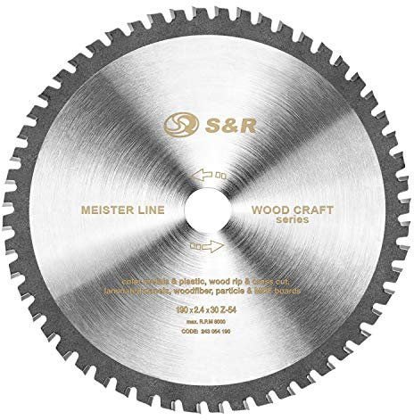 S&R Kreissägeblatt 190x30x2,4mm 54T zum Sägen in Multimaterial, Uni Cut, 54 Hartmetallzähne