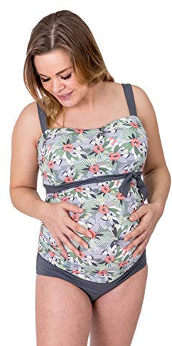 Petit Amour Umstands-Tankini Set ALENA ❤️ Cup E/F/G grau blau ☀️ (S (Cup E/F/G), Tukan)