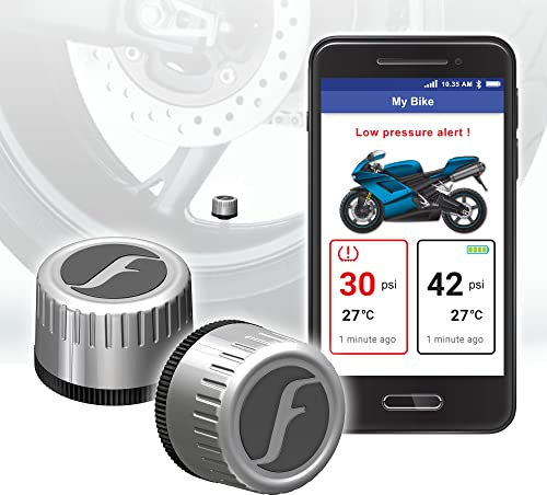 FOBO Bike 2 (Argento) Sistema di controllo della pressione dei pneumatici per Moto, TPMS, sensore di temperatura