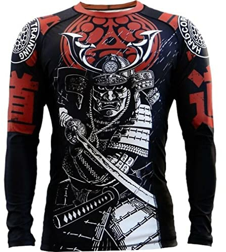 Hardcore träning män rashguard kompression lång arm Jiu Jitsu MMA No-Gi tajt BJJ Grappling basskikt kamp, flerfärgad, XXL