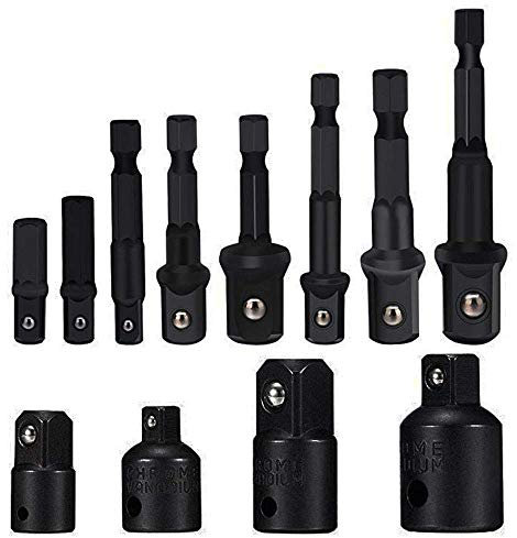 EVANCE Akkuschrauber Stecknuss Adapter Steckschlüssel und Nuss Set,8-tlg 1/4 3/8 / 1/2 Zoll und Stecknuss Adapter 4-tlg 1/4 auf 3/8-3/8 auf 1/4 Zoll - 3/8 auf 1/2-1/2 (Black)