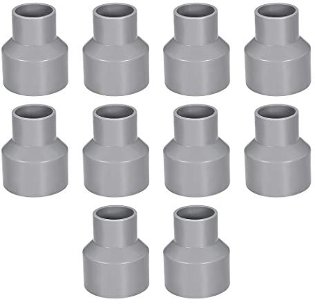 sourcing map 10 Stück PVC Rohr Verbindungsstück DWV Rohrverschraubung 50mm x 32mm Grau