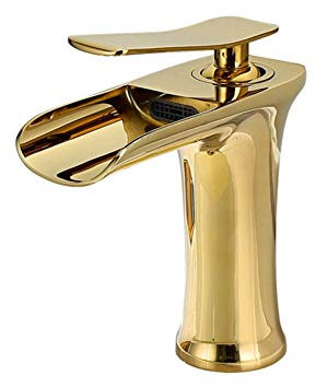 Waschtischarmaturen Bad Becken Wasserhahn Gold Kurze Messing Waschbecken Wasserfall Wasserhahn Einlochmontage Kaltwasserhahn Becken Wasserhahn Mischbatterie Torneira