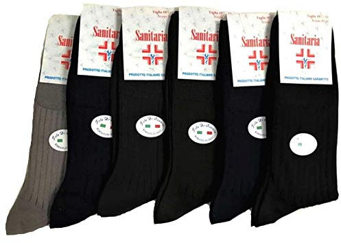 CALZE UOMO CORTE SANITARIE FILO DI SCOZIA CONF. DA 6 PAIA - PRODOTTO ITALIANO GARANTITO - RIMAGLIO DOC (11,5-12/43-45)
