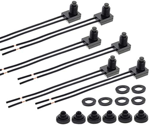 VISSQH 6pcs Stück 12V Druckknopfschalter,Wasserdichter 12V-Druckschalter,EIN-AUS Druckknopfschalter, für Motorrad/Auto SPST Druckknopfschalter