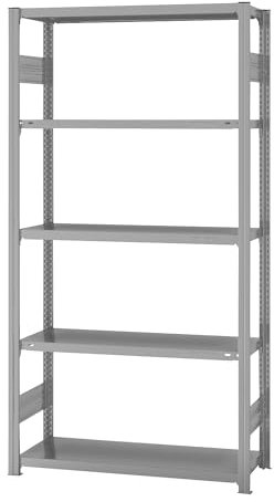 eurokraft | Steckregal | Bauart mittelschwer | doppelseitig | HxBxT 2000 x 1000 x 400 mm | grau | Grundregal