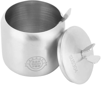 HERCHR Tazón de azúcar, recipiente de condimentos de acero inoxidable, recipiente de especias, recipiente de especias con tapa de azúcar para el suministro de azúcar, pimienta, sal, especias