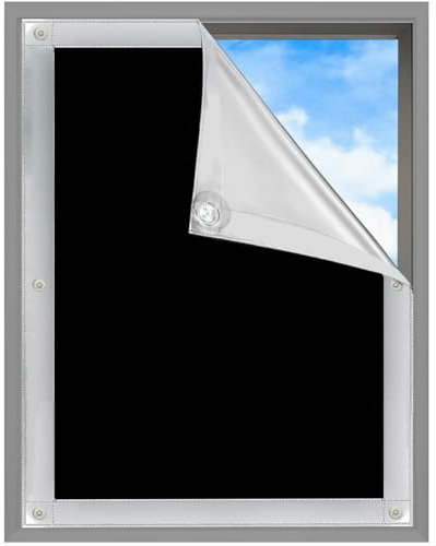 MUHOO Dachfenster Verdunkelungsrollo ohne Bohren, Sonnenschutz Thermorollo mit Saugnäpfe, Verdunkelungsfolie als Rollo & Jalousien- Schwarz (76x93cm, P06)