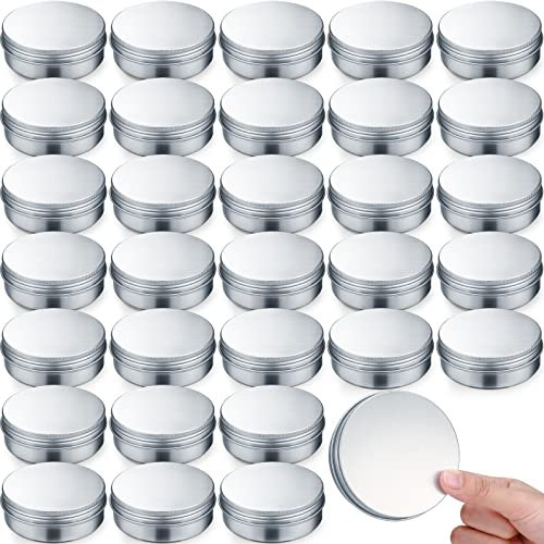 Honeydak 100 Pack 4 oz Aluminum Tins with Lids Metal Containers Screw Top Round Tin Cans for Cosmetic Lip Balm DIY Salves Wax (Silver)
