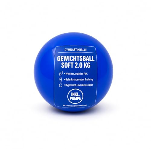 ATC Handels GmbH Gymnastika Gewichtsball Soft – für Yoga, Pilates und Fitness – 2 kg, Sandfüllung, 14 cm Durchmesser