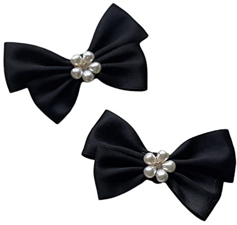 Haveratio Elegant Bow Shoe Clips for Flats & Pumps - Decorative Wedding Party Shoe Accessories - Black