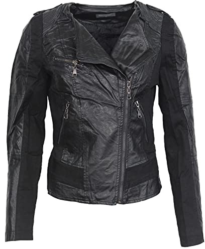 Sotala Damen Blazer Jacke Leder Optick Kunstlederjacke Übergangsjacke Jacket Bikerjacke